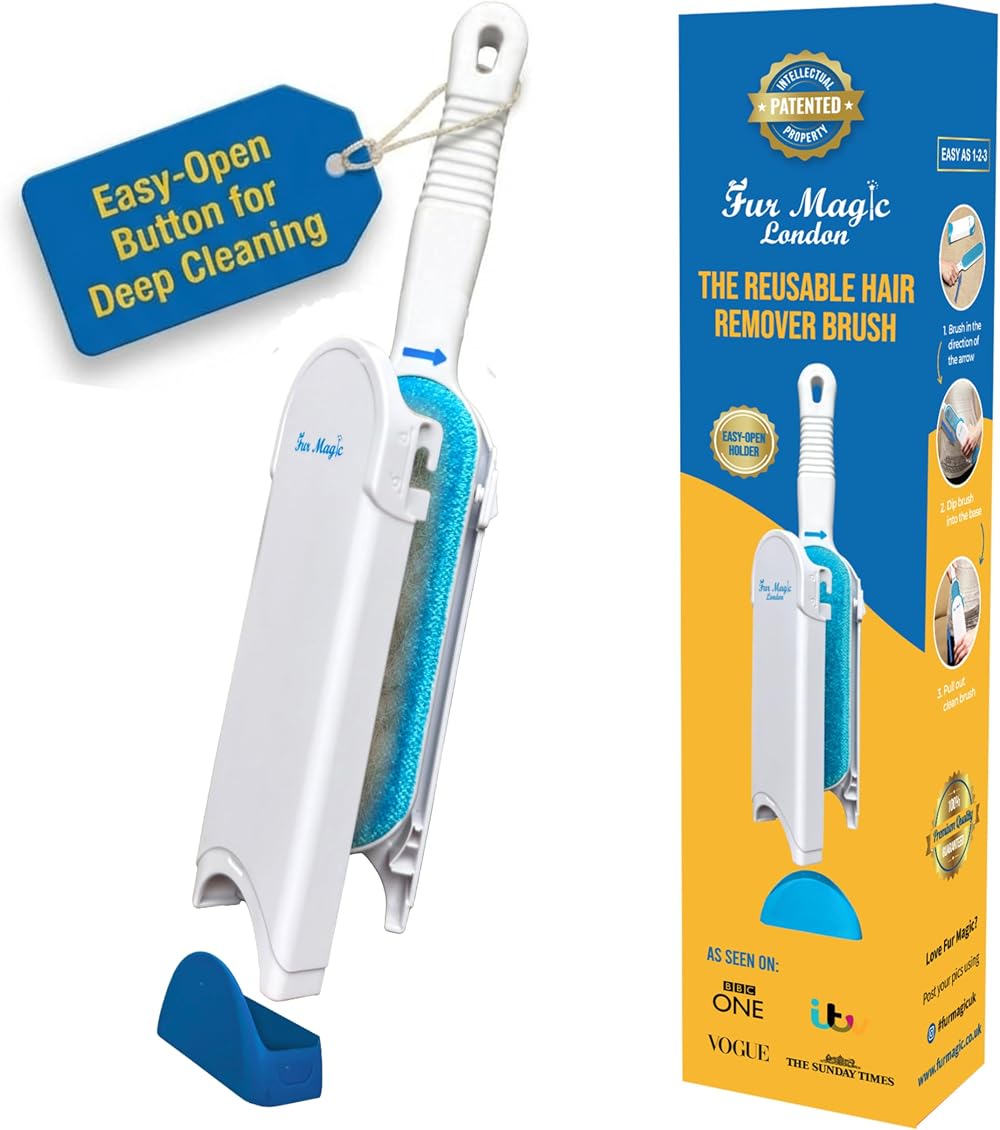 Fur Magic Pet Hair Remover Brush Auto-Clean Base White