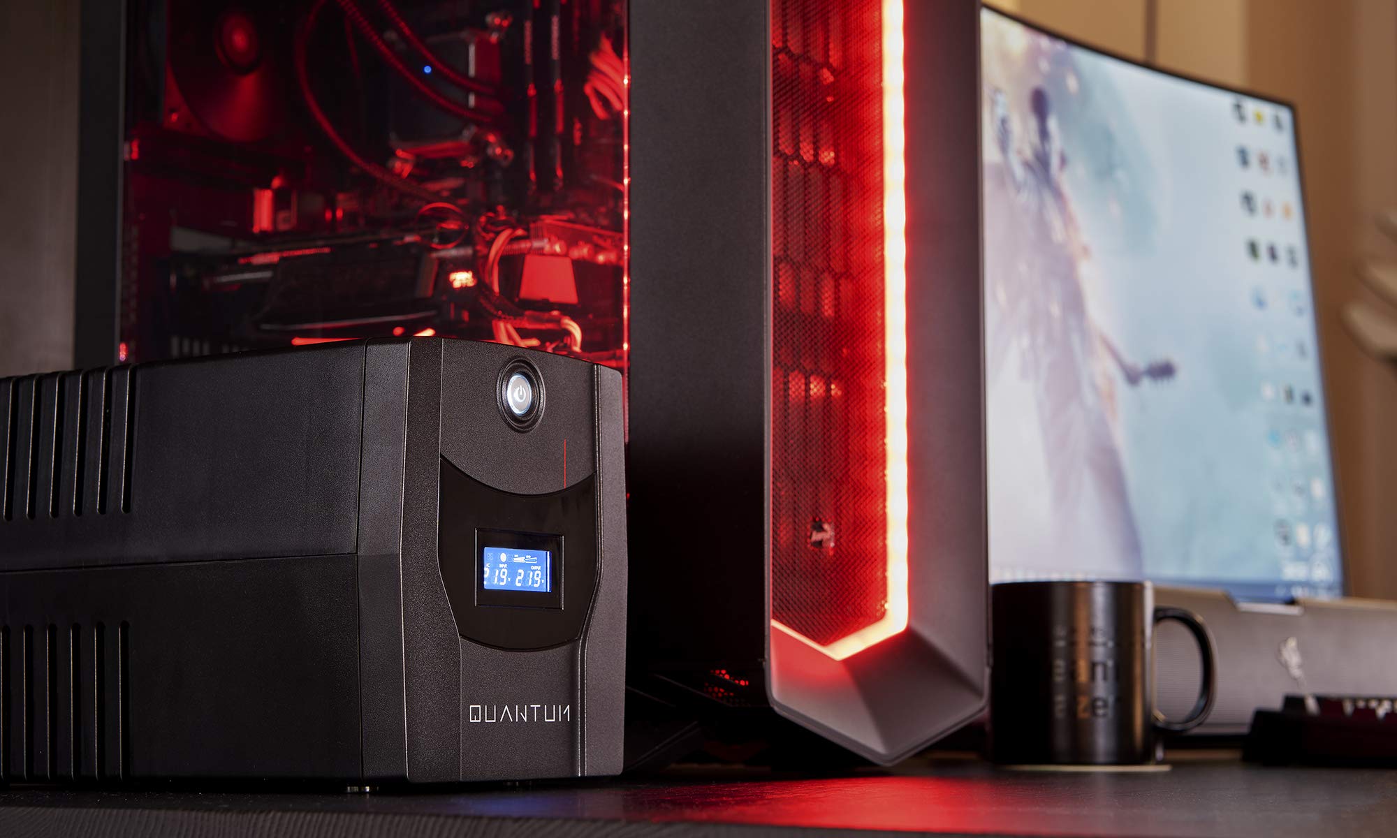 EPYC® Quantum - USV für Computer, 2200VA / 1320 Watt, UPS, Unterbrechungsfreie Stromversorgung für PC, Line Interactive, AVR, 5 Ausgängen (2X Schuko + 3X IEC), Maximale Autonomie, USV 230v 6