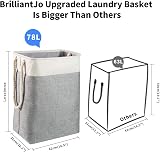 BrilliantJo 78L Large Collapsible Laundry Basket with Handles Beige Grey 60H x view 6