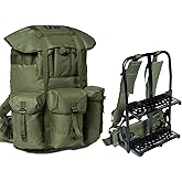 Military ALICE Pack Large Size with 2pcs Support Shelf – Tactical Rucksack with Expandable Straps, Aluminum Quick-Release Buckles, and Enhanced Waist Support – US Logo, Army Green