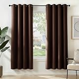 Deconovo Eyelet Thermal Blackout Curtains 52x72 Chocolate 1 Pair