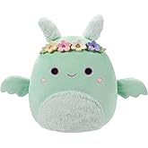 Squishmallows Original 7.5-Inch - Tove The Mint Green Mothman with Flower Crown and Fuzzy Belly