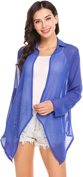 navy chiffon cardigan