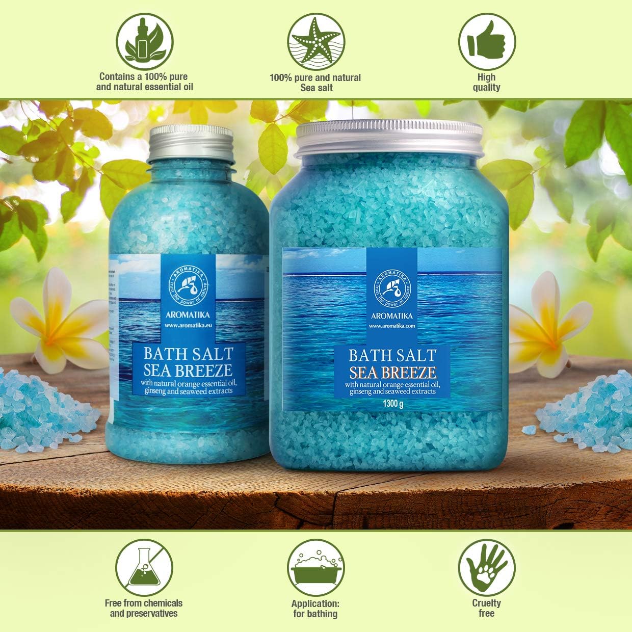 AROMATIKA Sea Breeze Bath Salts, 1300 g, Aromatherapy Bath Soak for Good Sleep Relaxing & Calming Bath - Image 3