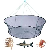 Foldable Fishing Net, Nylon Minnow Trap Crab Trap Crab Net, Drop Net for Pier Fishing, Drop Nets for Pulling Up Fish with Rope, Portable Bridge Fishing Nets for Minnows Crawfish Shrimp