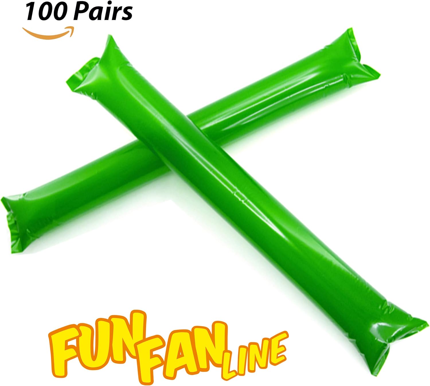 FUN FAN LINE - Pack 100 works of Reusable Inflatable Clapping Sticks, Green, Normal - Image 5