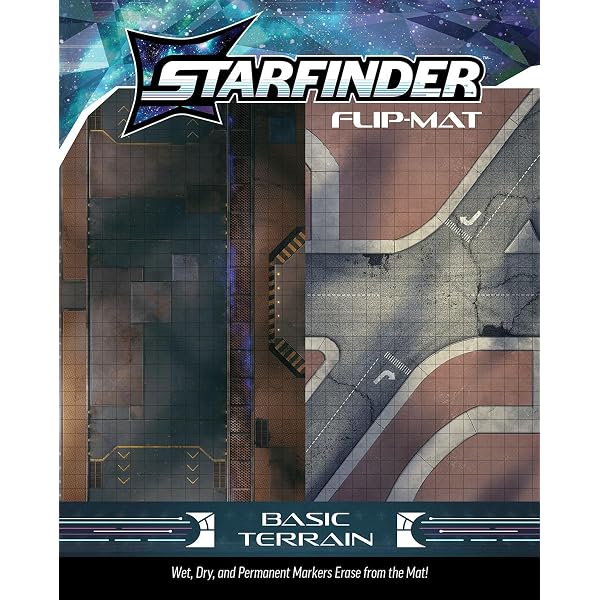 Starfinder Flip-Mat: Water World - Double-Sided 24"x30" Wet/Dry Erase Gaming Mat For RPGs