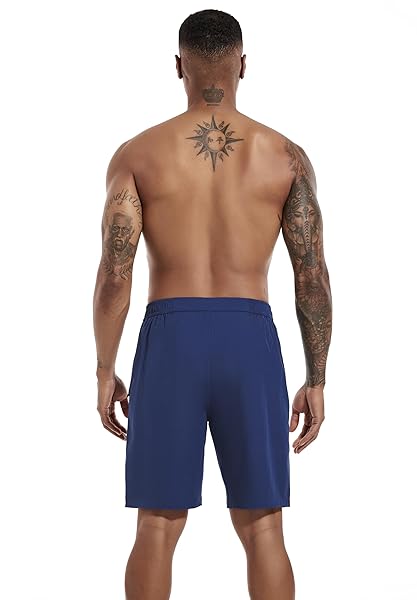 DIFFICORT MENS SWIM TRUNKS WITH COMPRESSION LINER 9″ ZIPPER FLY BATHING SUITS QUICK DRY SWIMMING SHORTS WITH ZIPPER POCKETS,DARK BLUE,34