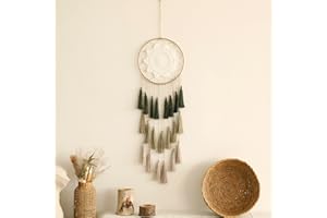 ARTILADY Macrame Dream Catcher Wall Hanging - Large Dreamcatchers Boho Chic Wall Decor, Handmade Tassels Ornament Colorful Room Decor for Bedroom, Blessing Gift for Girls Kids Women (Dark Green Mix)