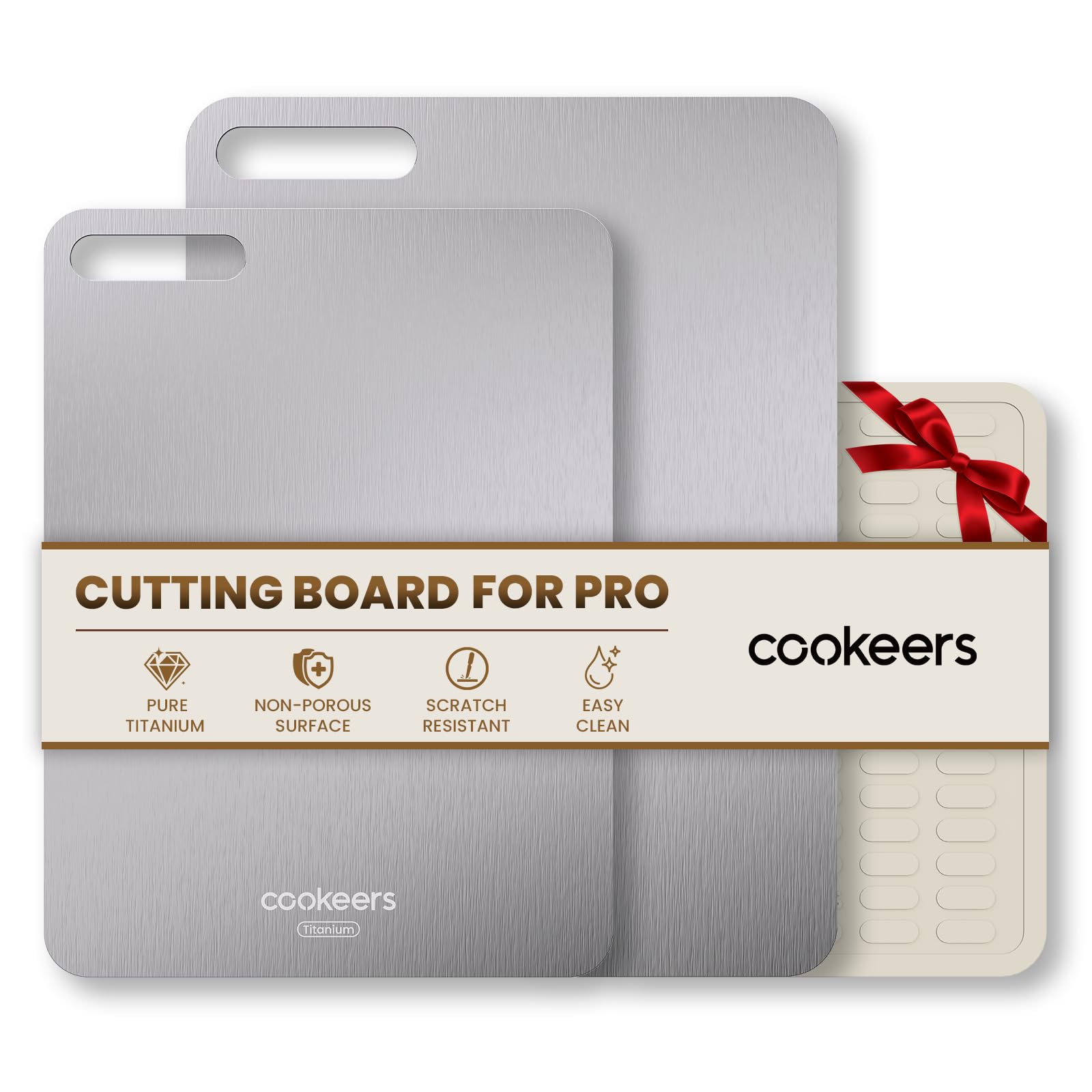 Photo 1 of Titanium Cutting Board set of 2-2026 New Upgraded Pure Titanium Double-sided Cutting Boards for Kitchen, Hygiene Durable Dishwasher Safe, Chopping Board for Meat, Vegetables, Kitchen Gift (M+L+Mat)