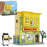 Burger Shop Building Set, Bob&lsquo;s House Architecture Model Kit with Kitchen | Classic cartoon house building blocks with living room. Compatible with major brands. Geek gifts for teens