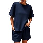 Imily Bela Womens 2 Piece Outfits 2025 Oversized Summer Short Sets Casual Beach Ribbed Short Sleeve Matching Set