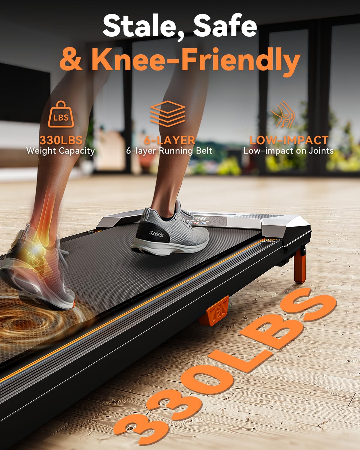 Walking Pad Treadmill, BestGod Incline Under Desk Treadmill 330lbs Capacity, 2.5HP Portable Treadmills for Home, Compact Treadmills Mini Walking Pad, Running Machine with Remote Control