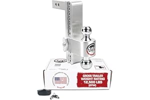 Weigh Safe 180 Hitch - Adjustable Trailer Hitch Ball Mount - 10" Adjustable Drop Hitch for 2" Receiver, Heavy Duty Aluminum Trailer Tow Hitch w/ Chrome Plated Tow Balls (2" & 2 5/16") - 12,500 lbs GTW
