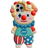 YAKVOOK Ugly Case Compatible with iPhone 16 Pro Max,3D Kawaii Clown Cartoon Fun Women Girls Cute Soft Silicone Shockproof Protector for iPhone 16 Pro Max