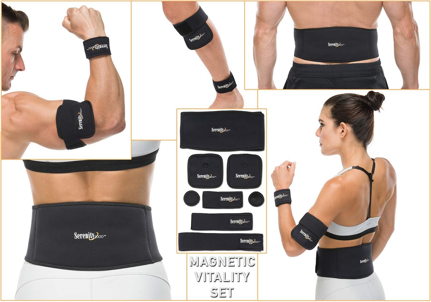 Serenity 2000 | Full Body Magnetic Vitality Set for Pain Relief – Eight-Piece Set, Large/XL: Health & Personal Care