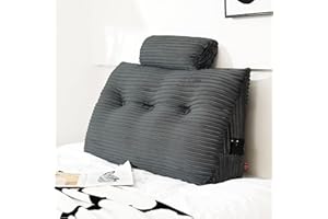 Rycwola Headboard Wedge Pillow with Neck Roll Pillow Large Headboard Pillow Twin Wedge Pillow Headboard Soft and Supportive Bed Rest Reading Pillows for Sitting in Bed with Removable Cover