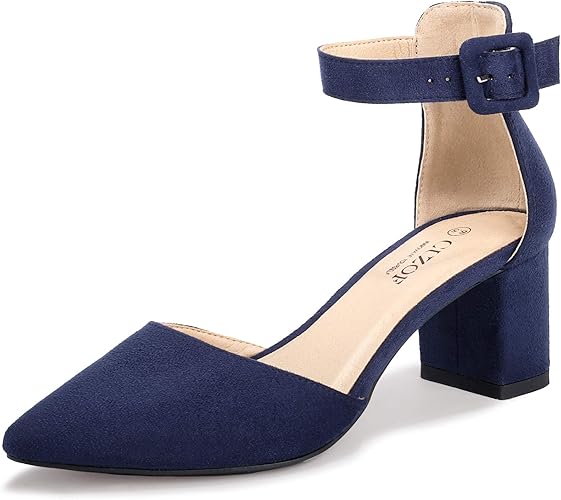 pointed block heels with ankle strap