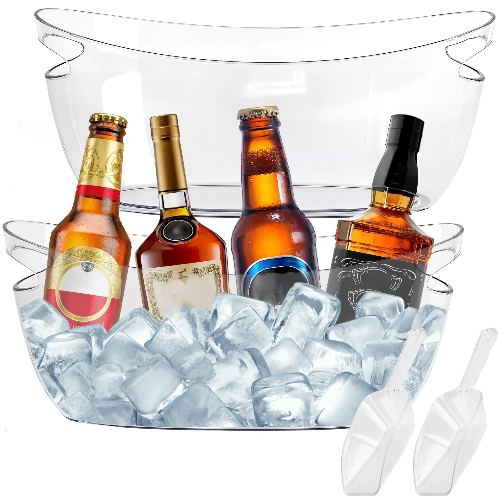 Photo 1 of 2-Pack Ice Buckets for Parties - Extra Large 5.5L Clear Beverage Tubs with Scoops, Perfect for Champagne, Beer, Sparkling Wine, and Cocktails - Mimosa Bar Essentials