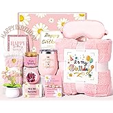 Birthday Gifts for Women, 12pcs Happy Birthday Gift Basket for Women Unique Gifts Set Ideas Relaxing Birthday Box w/ Blanket for Her Mom Best Friends Female Sister Her Friendship(pink)