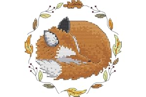 Cross Stitch Kits, Awesocrafts Hibernate-Fox Easy Patterns Cross Stitching Embroidery Kit Supplies Christmas, Stamped or Counted (Fox, Stamped)