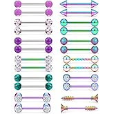 Pnsgisr 14G Nipple Piercing Jewelry Rings 14 Gauge 14/16mm Bars Cute Multicolor Screw 5/8 9/16 Body Barbells Nipplerings Set Surgical Steel for Women