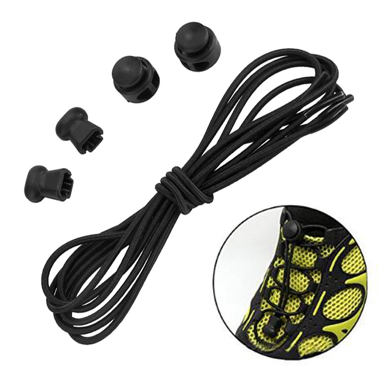 Faleto Lazy No Tie Elastic Shoelaces that Lock, Replacement Elastic Running Shoelaces for Mens, Womens, Seniors & Kids Shoes, Cleats, Boots (Black)