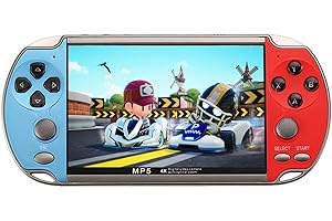 FAITDER-X7-4.3-inch 8GB Handheld Portable Video Game Console Built-in 3000+ Games, Handheld Linux Open Source-able System, Multi-Functional Music Movie(Blue & Red)