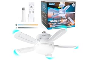 HOOFUN 15.7" Socket Fan with Light and Remote, 3000K-6500K, 1700LM, Wireless Screw in Light Socket Fan for Bedroom, Kitchen, Living Room, Garage, E26 Base