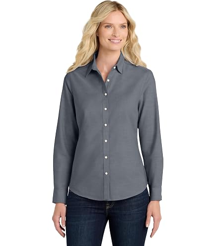 Amazon.com: Port Authority Camisa Oxford SuperPro de manga corta