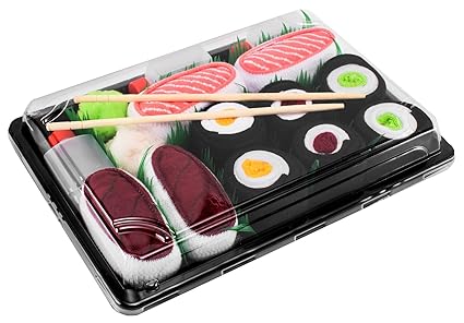 Sushi Socken 5 Paar Lachs Thunfisch Gurke Maki, Maki Oshinko Maki Thunfisch EU 36-40 41-46 in Europa hergestellt ideal als Ge