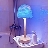 LAYSHINEEN Waterproof Shower Lamp, Cordless Bathroom Lamp with Touch and Remote Control, LED Shower Light with 16-Color Ocean Wave Projection, Portable Ocean Lamps for Inside Showers/Bathtubs