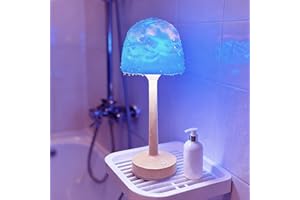 Waterproof Shower Lamp, Cordless Bathroom Lamp with Touch and Remote Control, LED Shower Light with 16-Color Ocean Wave Proje