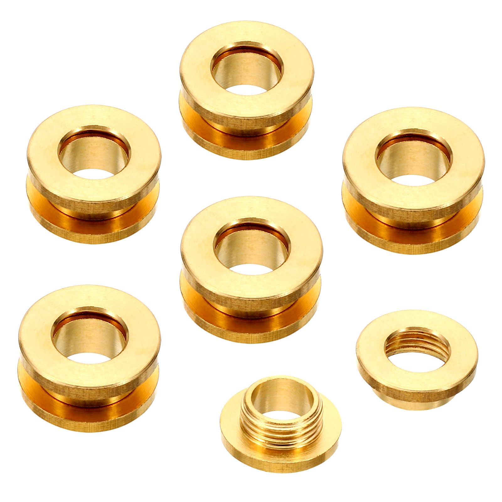 PATIKIL 8mm(1/3 Inch) Solid Brass Hole Eyelets, 6 Pcs Flat Self Backing Grommets with Washer for Leather Craft, Brass Tone — image 1
