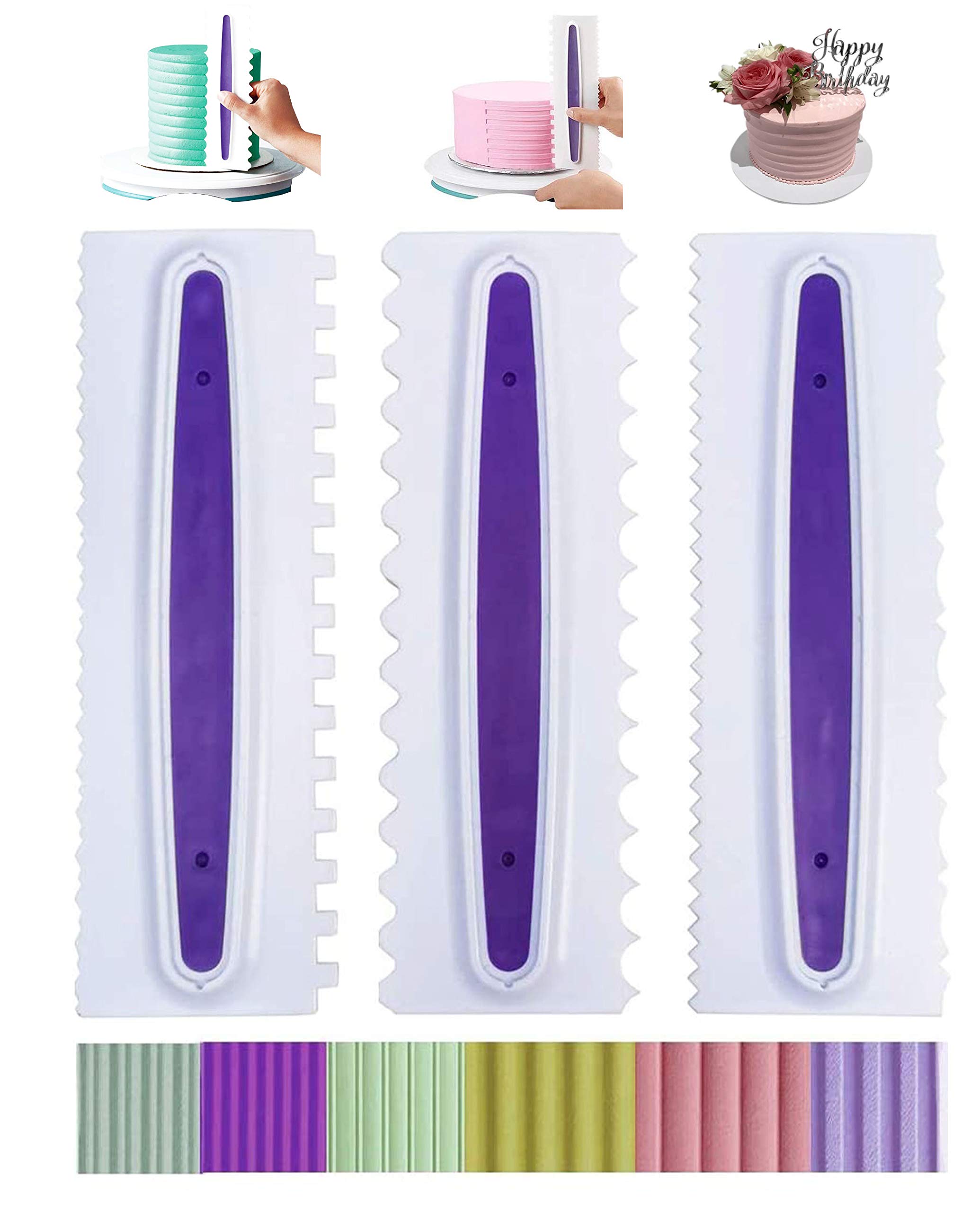 Ever Rich ® Cake Decorating Pastry Tool Kit. Professional Cupcake Decorating Kit. Rotating Turntable Stand (5. 3Pc Cake Smoother)