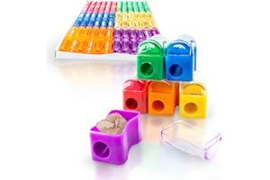 Fun Central 72 Bulk Pack Plastic Manual Pencil Sharpeners with Caps