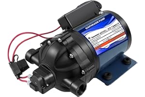 QNEMAEI 12V RV Water Pump, 7GPM 60 PSI Water Diaphragm Pump with 1/2" FNPT, HY-70601T, Washdown Pump, with Filter and Adapter, Replacement EF7000-BOX Pump, for Agricultural irrigation, RV, Marine Deck, Yacht