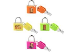 KL KALOO 4PCS Luggage Locks, Kaloo Small Mini Suitcase Padlock Locks with Keys, Strong Copper Lock Core with Plastic Shell (Unique Icon Patterns for Effortless Lock Matching)