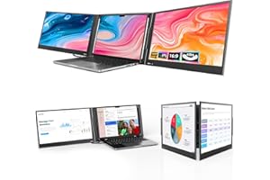 QQH Laptop Screen Extender, 15.6” Triple Portable Monitor for Laptop with Ultra-Slim FHD IPS Display, USB-C Plug and Play Extended Screen Compatible with MacOS, Windows, Android for 12-16" Laptops