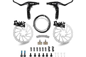 BUCKLOS Mountain Bike Disc Brake kit, MTB Mechanical Line Pulling Disc Brakes Caliper with Aluminum Alloy Levers /160mm Rotor,/is/PM Universal Adapter for Ebike/Folding Bike/Scooter/Fat Bike