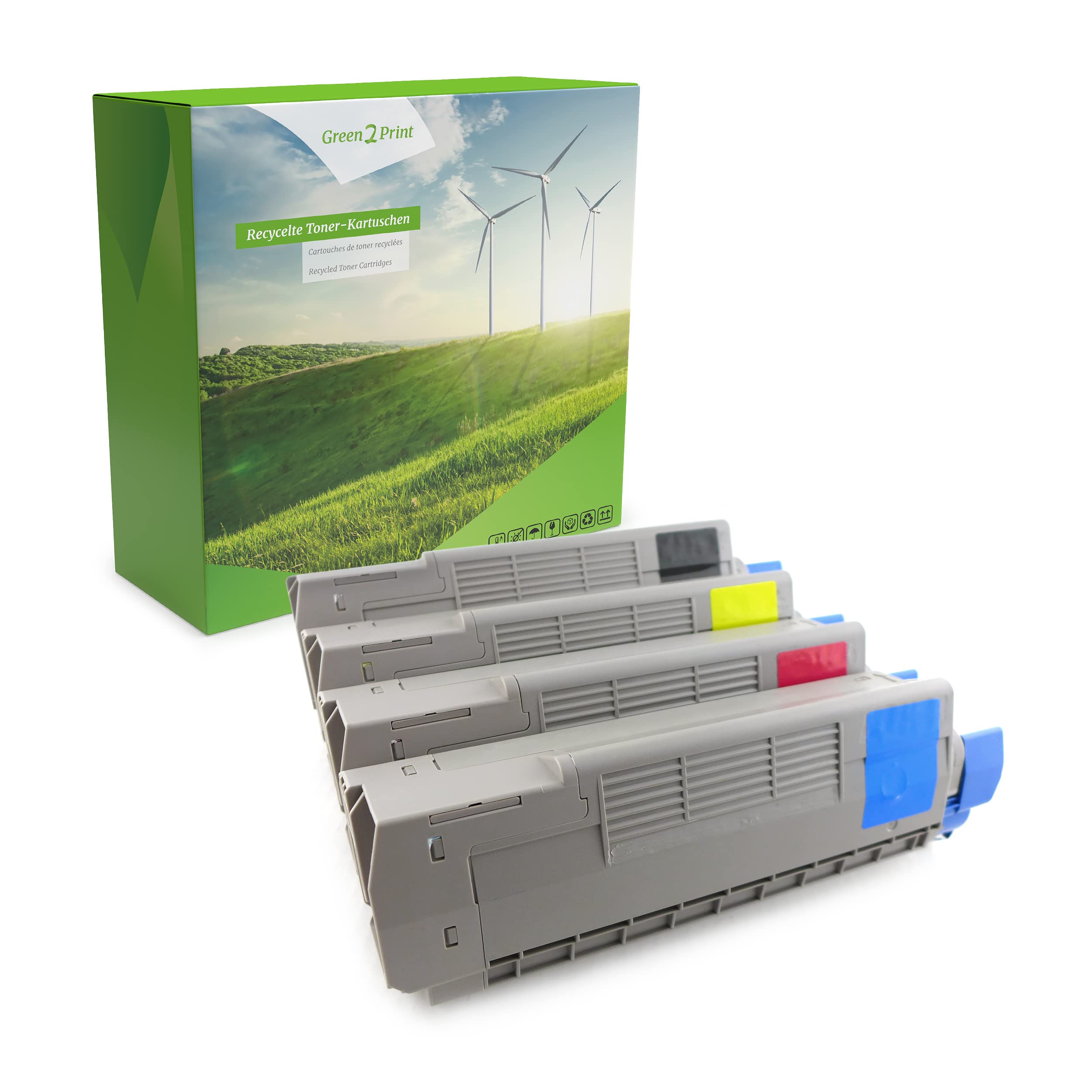 Green2Print Toner Set, 4 cartridges 1x 8000, 3x 6000 pages Toner cartridge for OKI C610DM, C610