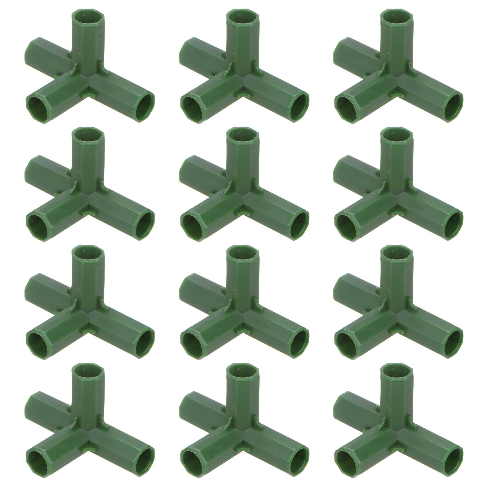 M METERXITY 12 Pcs 11mm Greenhouse Frame Building Connectors, 4 Way Right Angle Pipe Fitting for Grape Trellis/Sunscreen Shed/Gardening Plant Stakes, Greenhouse Accessories [Green]