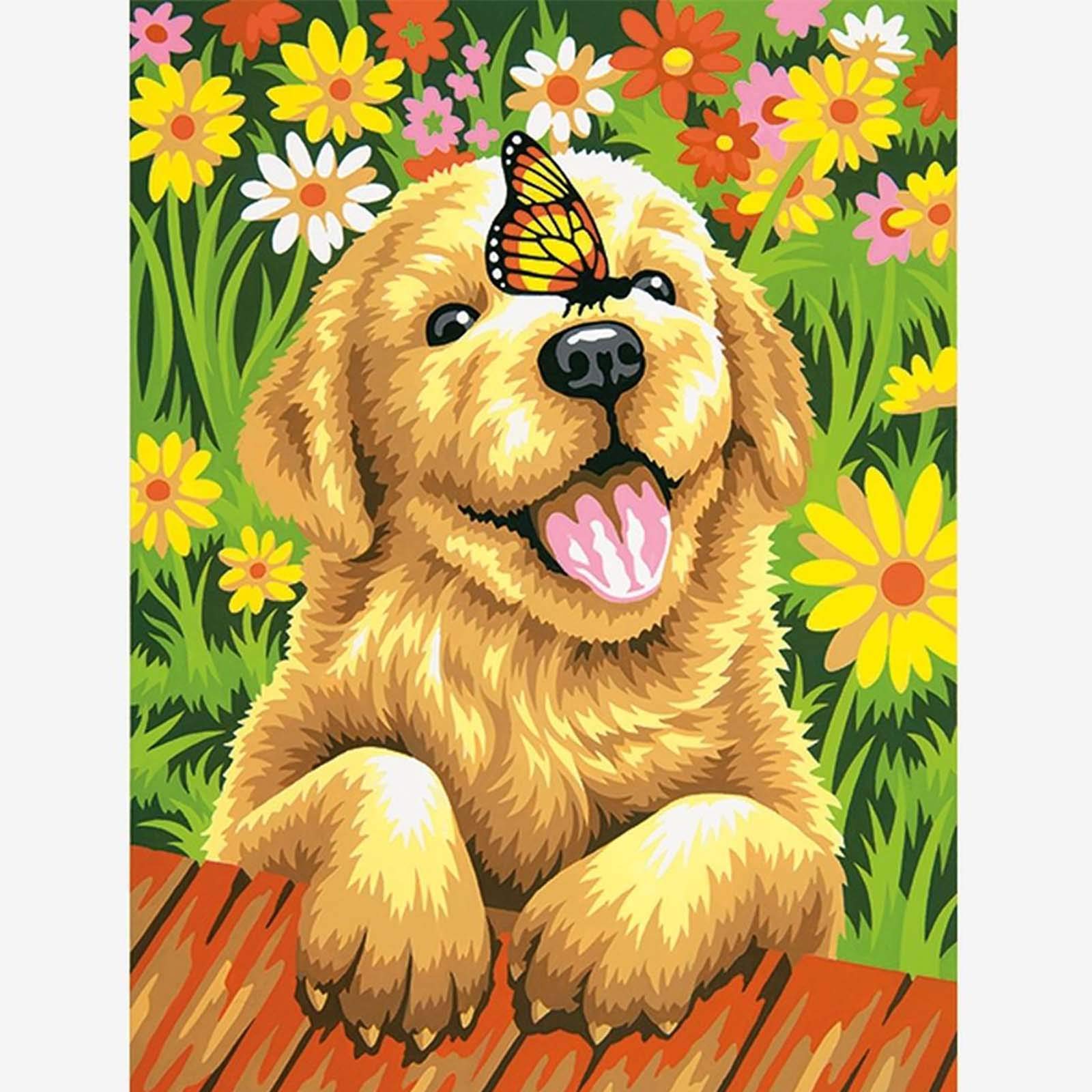 Zeyevan 5D Diamond Painting Kits for Adults Dog Butterfly, DIY Diamond Art Kits Animal Round Rhinestone Cross Stitch Embroidery for Bedroom Living Room Office 30x40cm