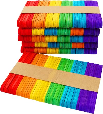 OWLKELA 300Pcs Mini Coloured Lollipop Sticks 65mm Wood Lolly Craft Sticks