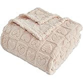 FY FIBER HOUSE Throw Blankets with Heart Checkered Soft Warm Blankets for Lover Mom Valentines Gifts Washable Lightweight Fuzzy Blanket for Couch Sofa Bed Office All Season Beige,50"x60"