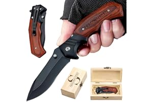 Custom Engraved Knife with Box, Personalized Wood Handle Knife, Custom Knives for Men Him Dad Husband Boyfriend - Birthday Ch