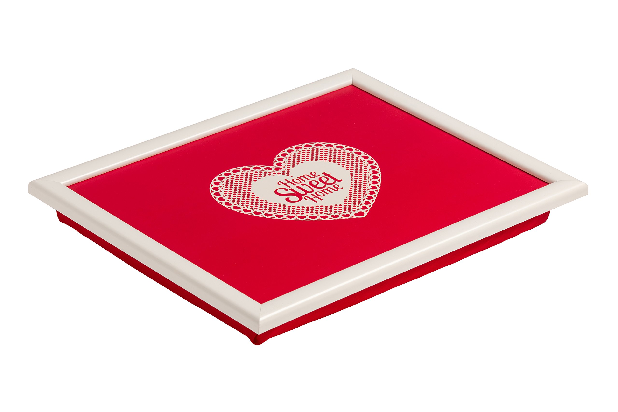 Premier Housewares 1207926 Red and White Lap Trays For Eating With Cushion Laptop Tray For Bed Trays For Eating Cushioned Dinner Tray 6 cm x 44 cm x 34 cm