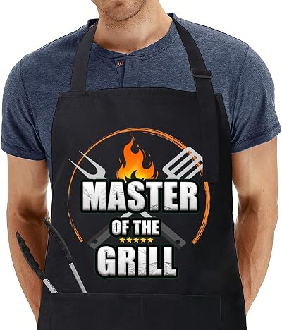 umboom Men's Funny BBQ Apron Black Chef Grilling Gift Dad Husband Boyfriend