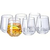 MIYOPESI 16oz Clear Stemless Wines Cups (Set of 6), Shatter-Proof Acrylic Glasses Drinkware, Reusable Plastic Bar Glasses, BPA-Free, Dishwasher-Safe