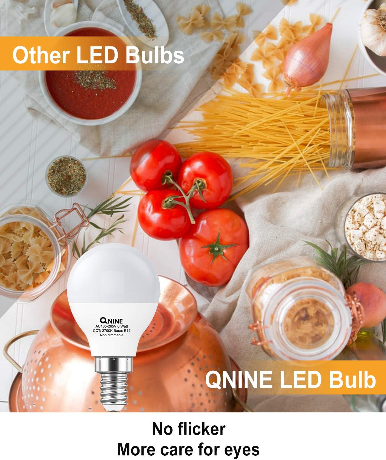QNINE LED Light Bulb E14, 6W (60W Equivalent), 540lm Golf Ball Bulb, Small Edison Screw Bulb, 2700K Warm White, Non Dimmable, 8 Pack - Image 5